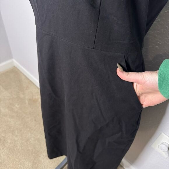 J Crew Promotion Dress Black sz 12 Office Knee Length Sleeveless Pockets Stretch - Picture 3 of 10